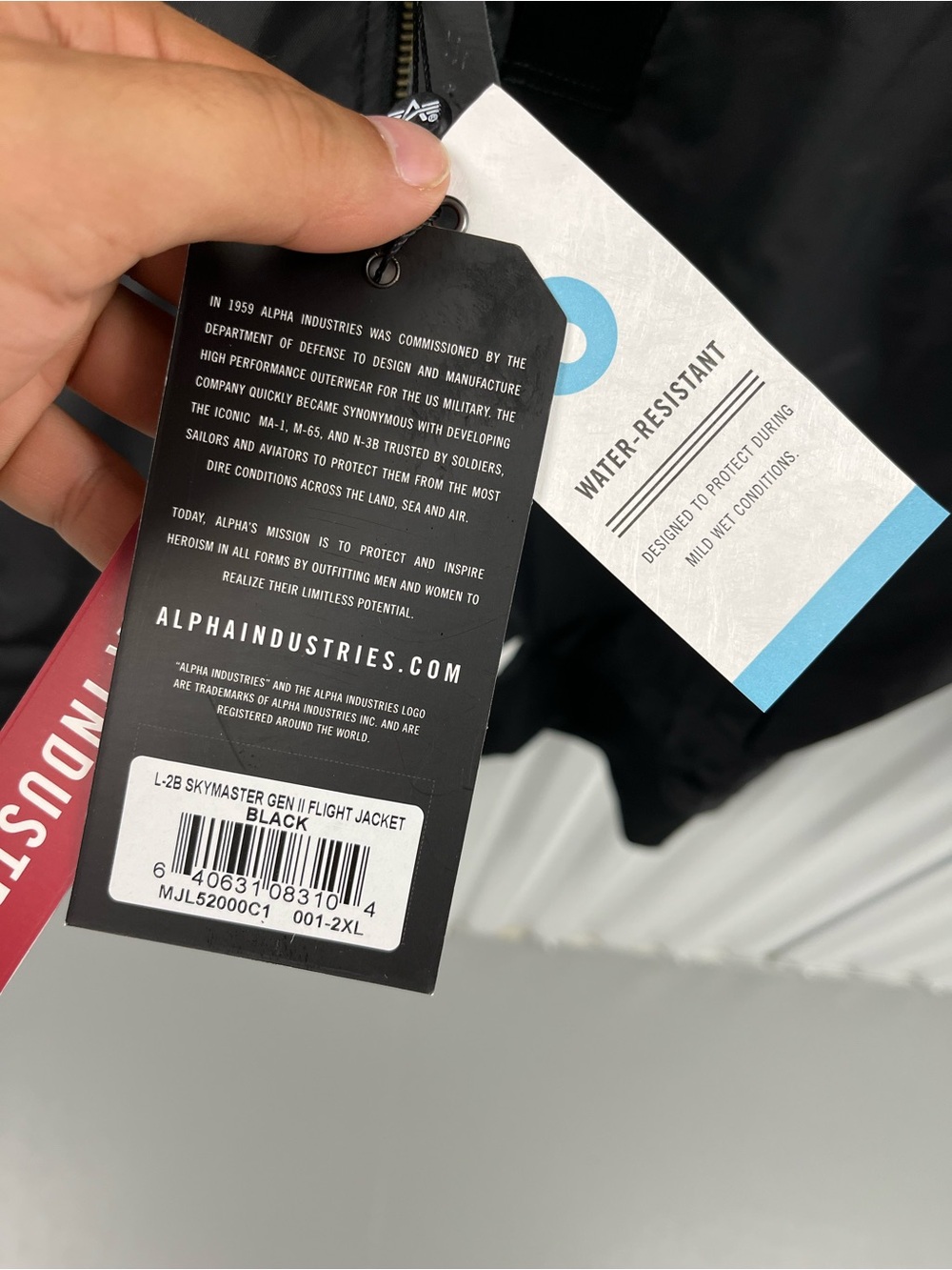 Alpha Industries Black MA-1 Flight Bomber Jacket with Red Sleeve Tag - Picture 2 of 2
